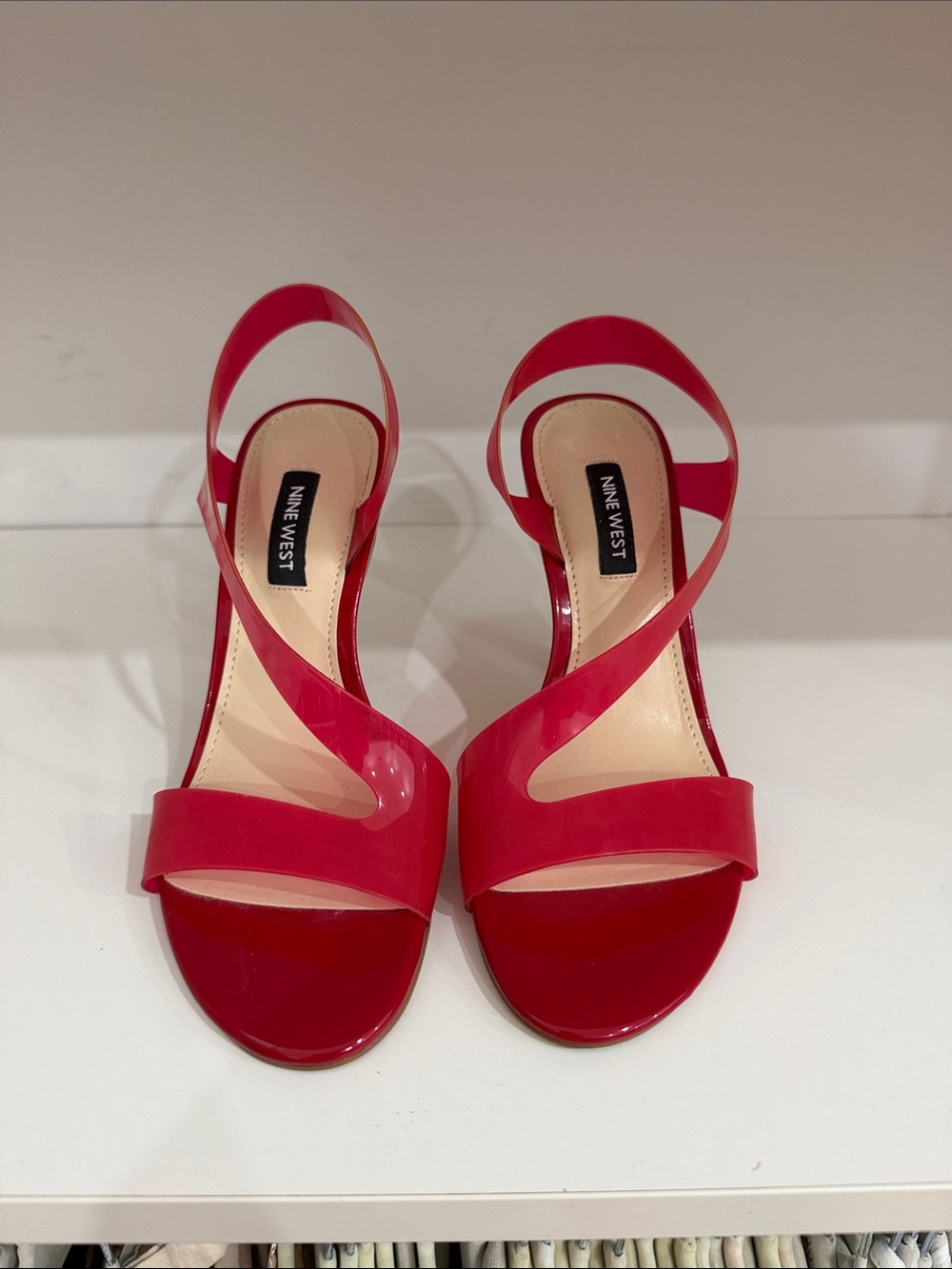 Nine West Red Patent Strappy Slingback Heels